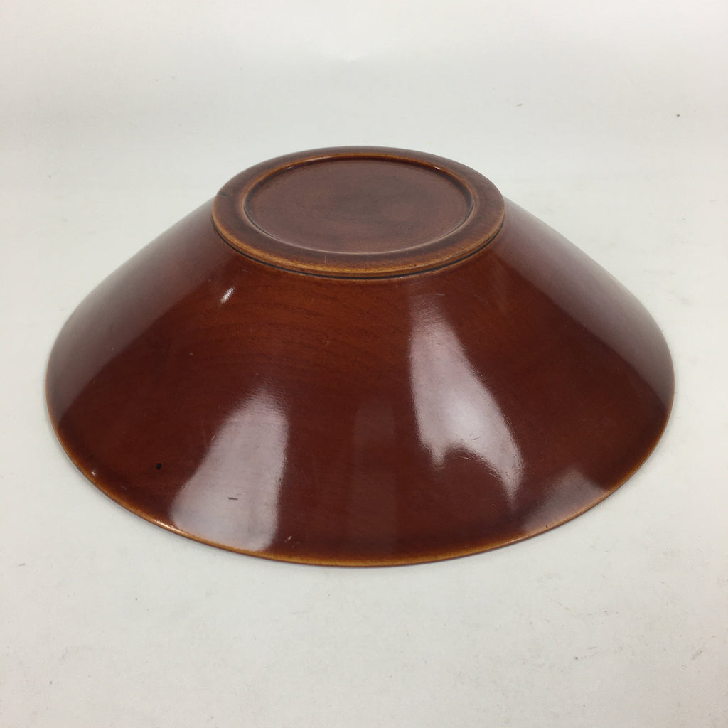 Japanese Wooden Lacquered Large Bowl Vtg Multi Bowl Snack Salad Brown UR609
