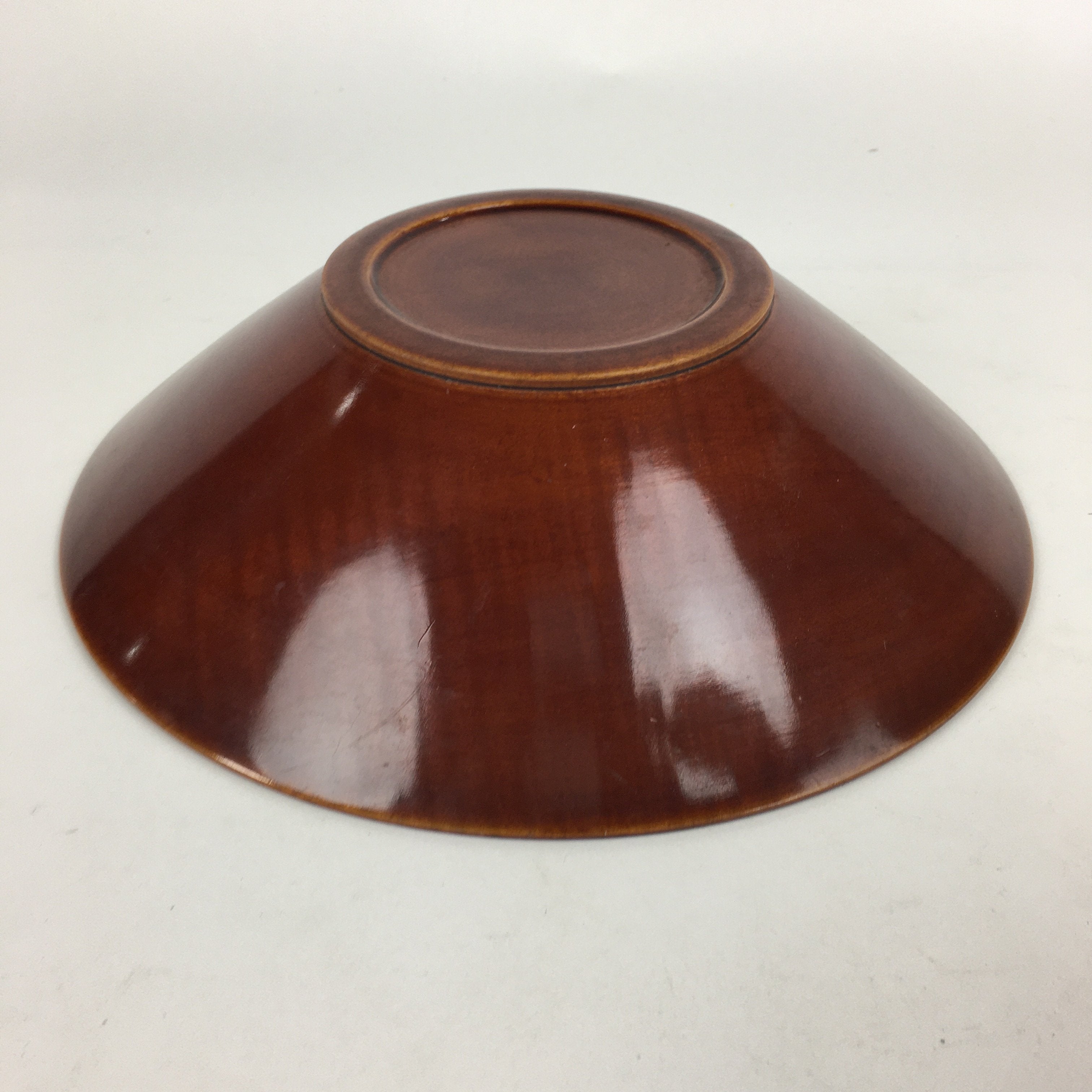 Japanese Wooden Lacquered Large Bowl Vtg Multi Bowl Snack Salad Brown UR609