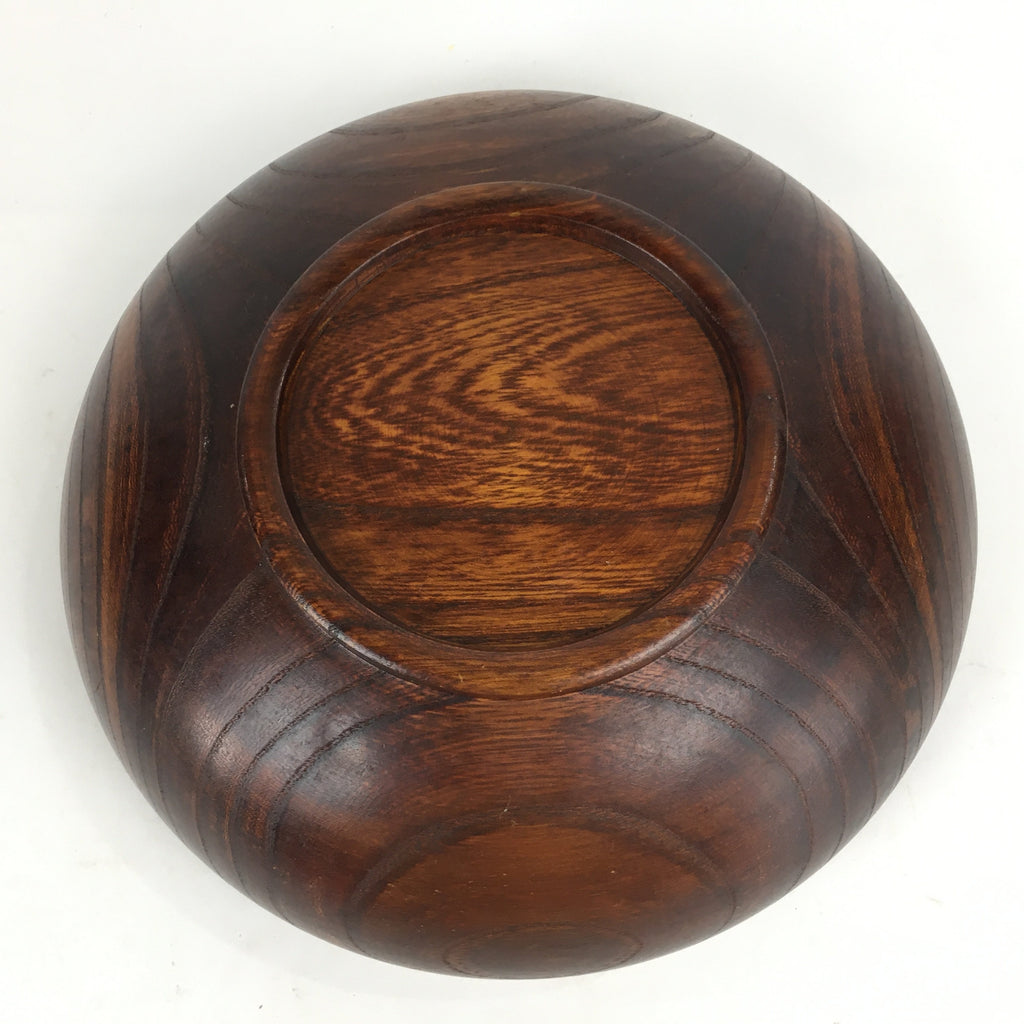 Japanese Wooden Lacquered Large Bowl Vtg Multi Bowl Snack Salad Brown UR610