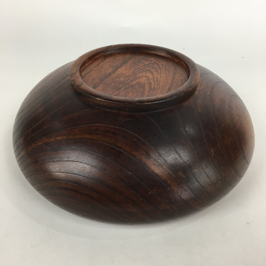 Japanese Wooden Lacquered Large Bowl Vtg Multi Bowl Snack Salad Brown UR610