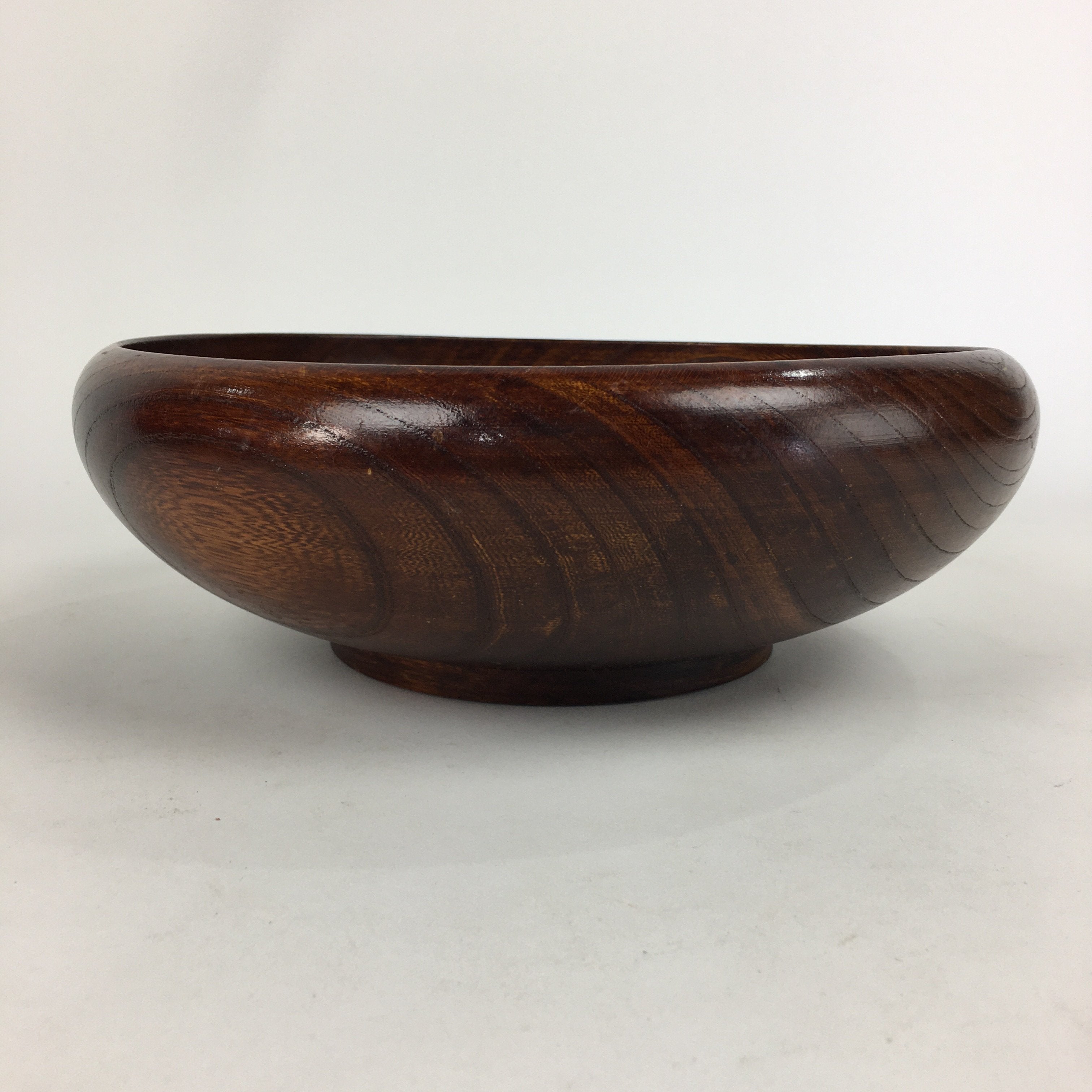 Japanese Wooden Lacquered Large Bowl Vtg Multi Bowl Snack Salad Brown UR610