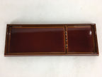 Japanese Wooden Lacquered Pen Holder Tray Vtg Shunkei-Nuri Rectangle Brown UR585