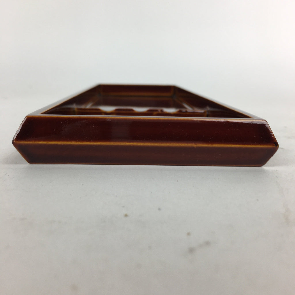 Japanese Wooden Lacquered Pen Holder Tray Vtg Shunkei-Nuri Rectangle Brown UR585