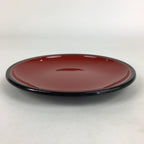 Japanese Wooden Lacquered Plate Vtg Round Red Black 16.3 cm UR696