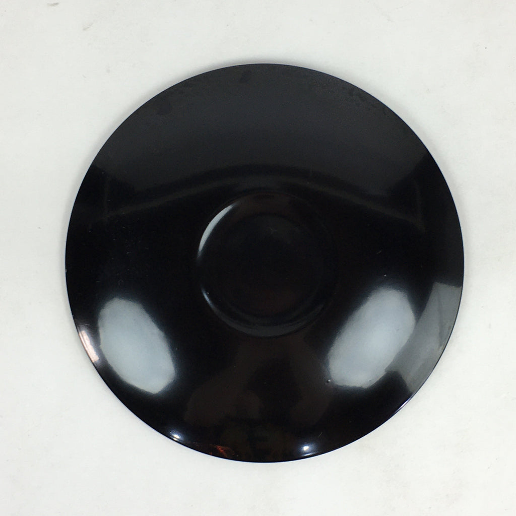 Japanese Wooden Lacquered Plate Vtg Round Red Black 16.3 cm UR696