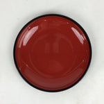 Japanese Wooden Lacquered Plate Vtg Round Red Black 16.3 cm UR696