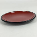 Japanese Wooden Lacquered Plate Vtg Round Red Black 16.3 cm UR697