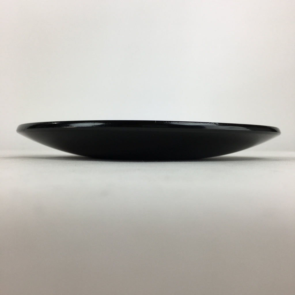Japanese Wooden Lacquered Plate Vtg Round Red Black 16.3 cm UR697