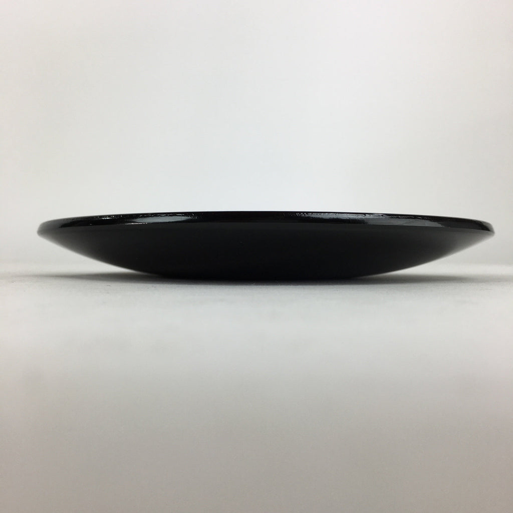 Japanese Wooden Lacquered Plate Vtg Round Red Black 16.3 cm UR697