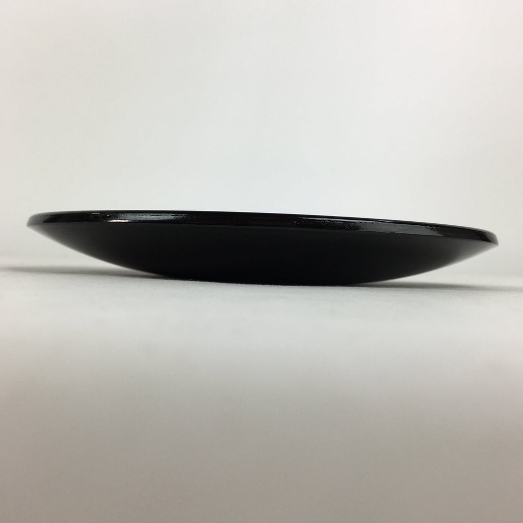 Japanese Wooden Lacquered Plate Vtg Round Red Black 16.3 cm UR699