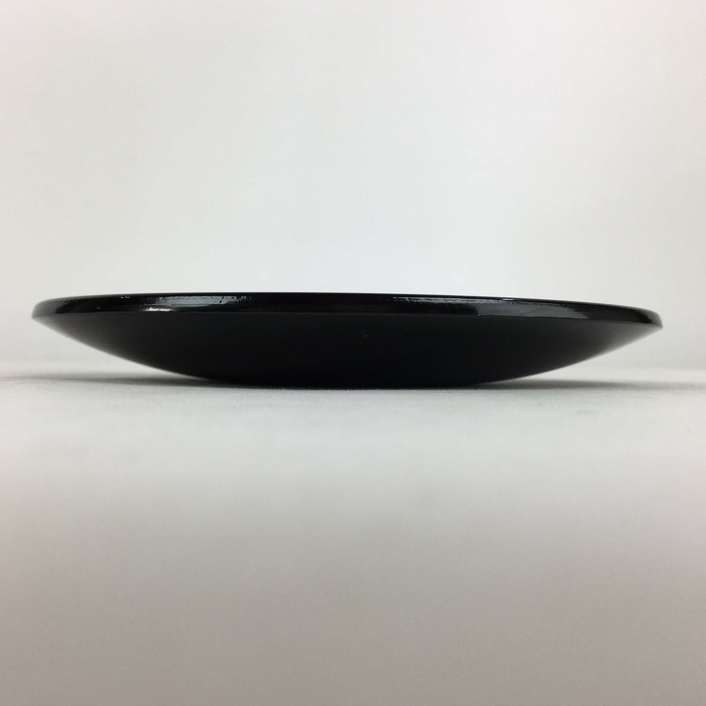 Japanese Wooden Lacquered Plate Vtg Round Red Black 16.3 cm UR699