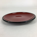 Japanese Wooden Lacquered Plate Vtg Round Red Black 16.3 cm UR701