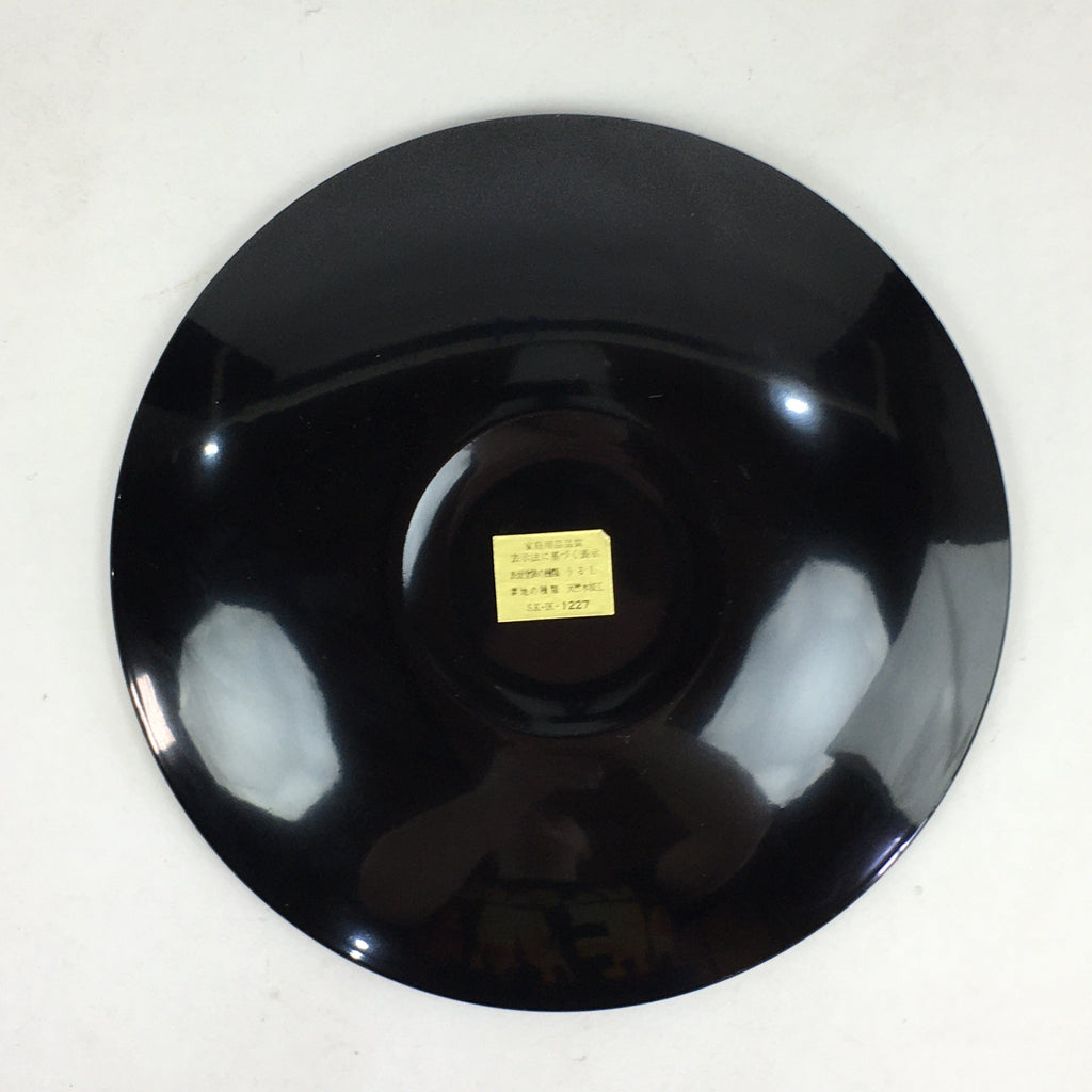 Japanese Wooden Lacquered Plate Vtg Round Red Black 16.3 cm UR701
