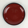 Japanese Wooden Lacquered Plate Vtg Round Red Black 16.3 cm UR701