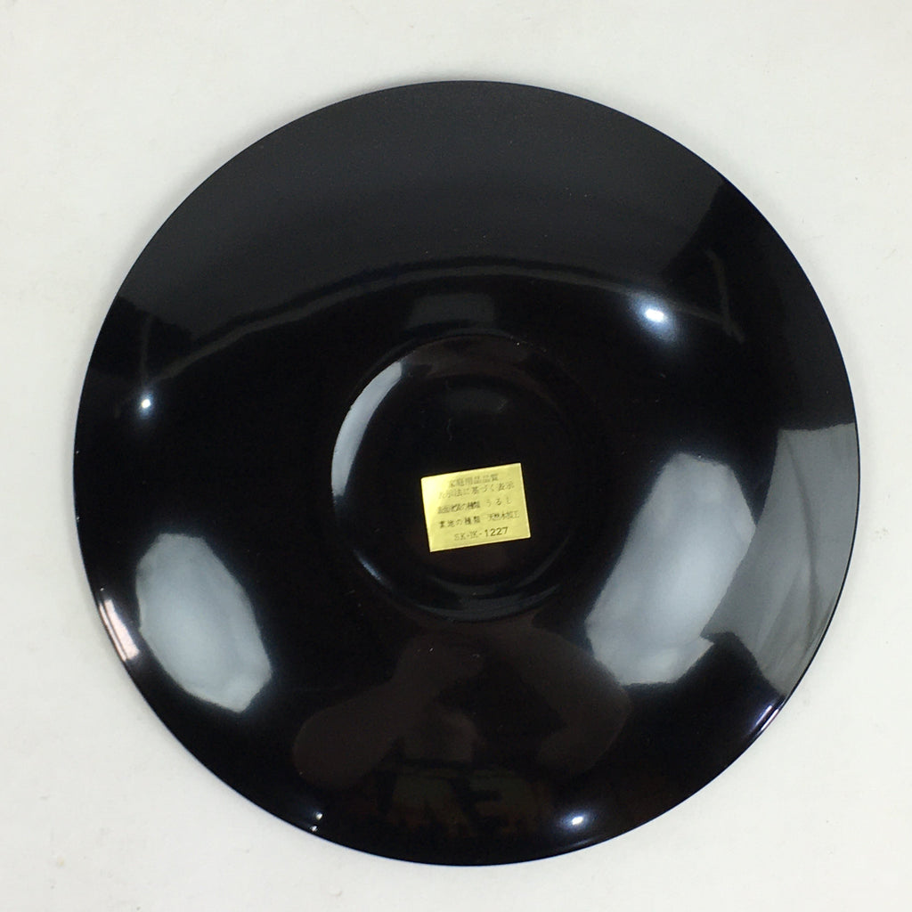 Japanese Wooden Lacquered Plate Vtg Round Red Black 16.3 cm UR702