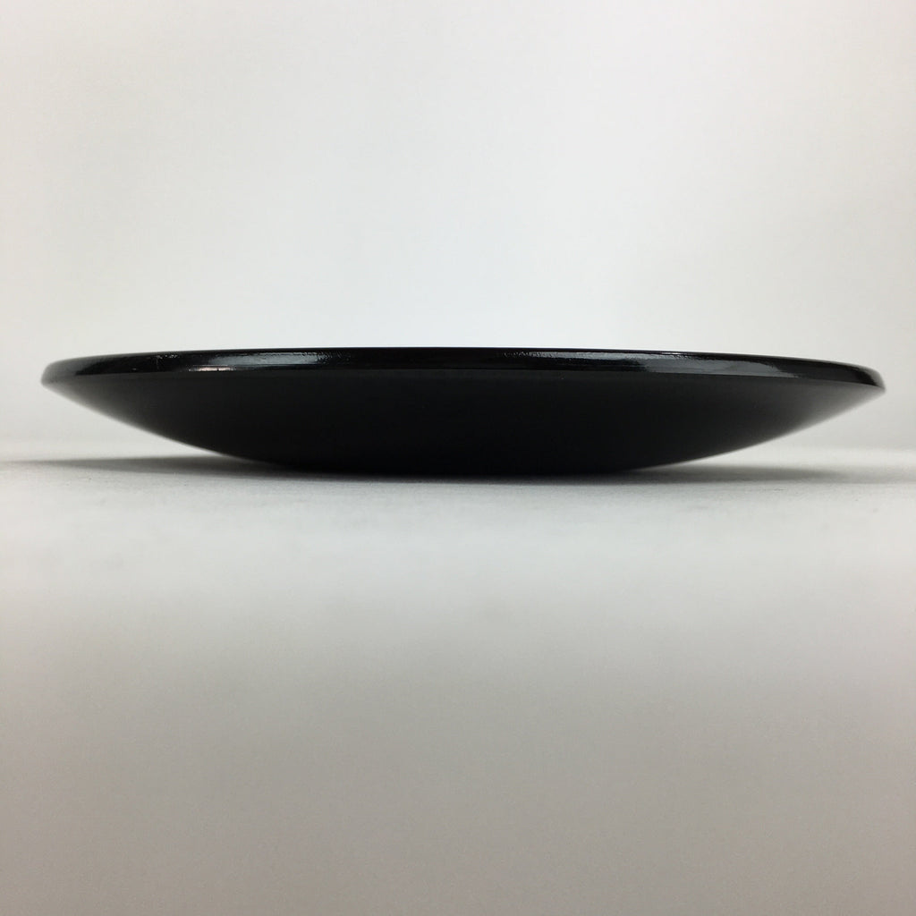 Japanese Wooden Lacquered Plate Vtg Round Red Black Nurimono16.3 cm UR698