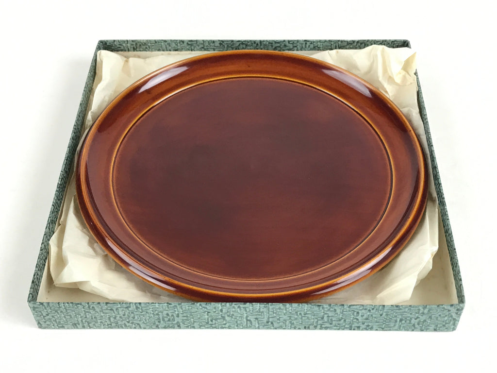 Japanese Wooden Lacquered Serving Tray Vtg Hida Shunkei Obon Brown UR867