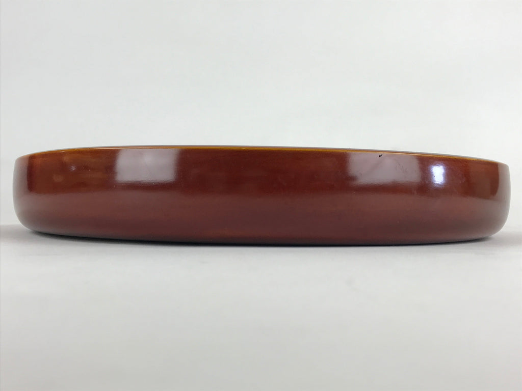 Japanese Wooden Lacquered Serving Tray Vtg Hida Shunkei-nuri Obon Brown UR864