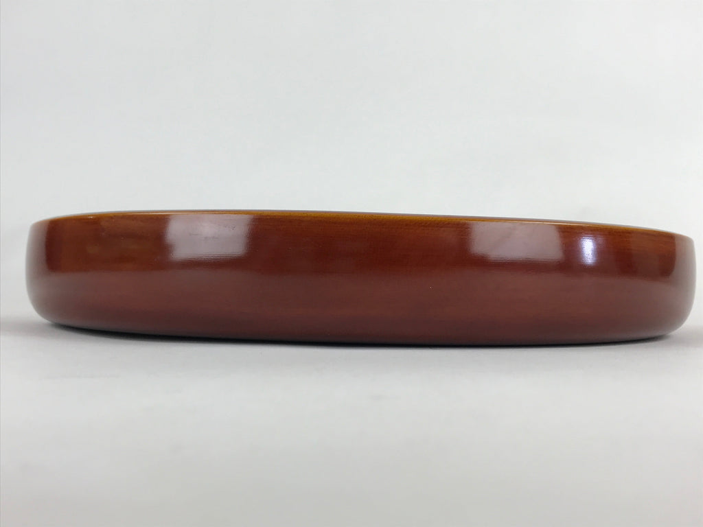 Japanese Wooden Lacquered Serving Tray Vtg Hida Shunkei-nuri Obon Brown UR864