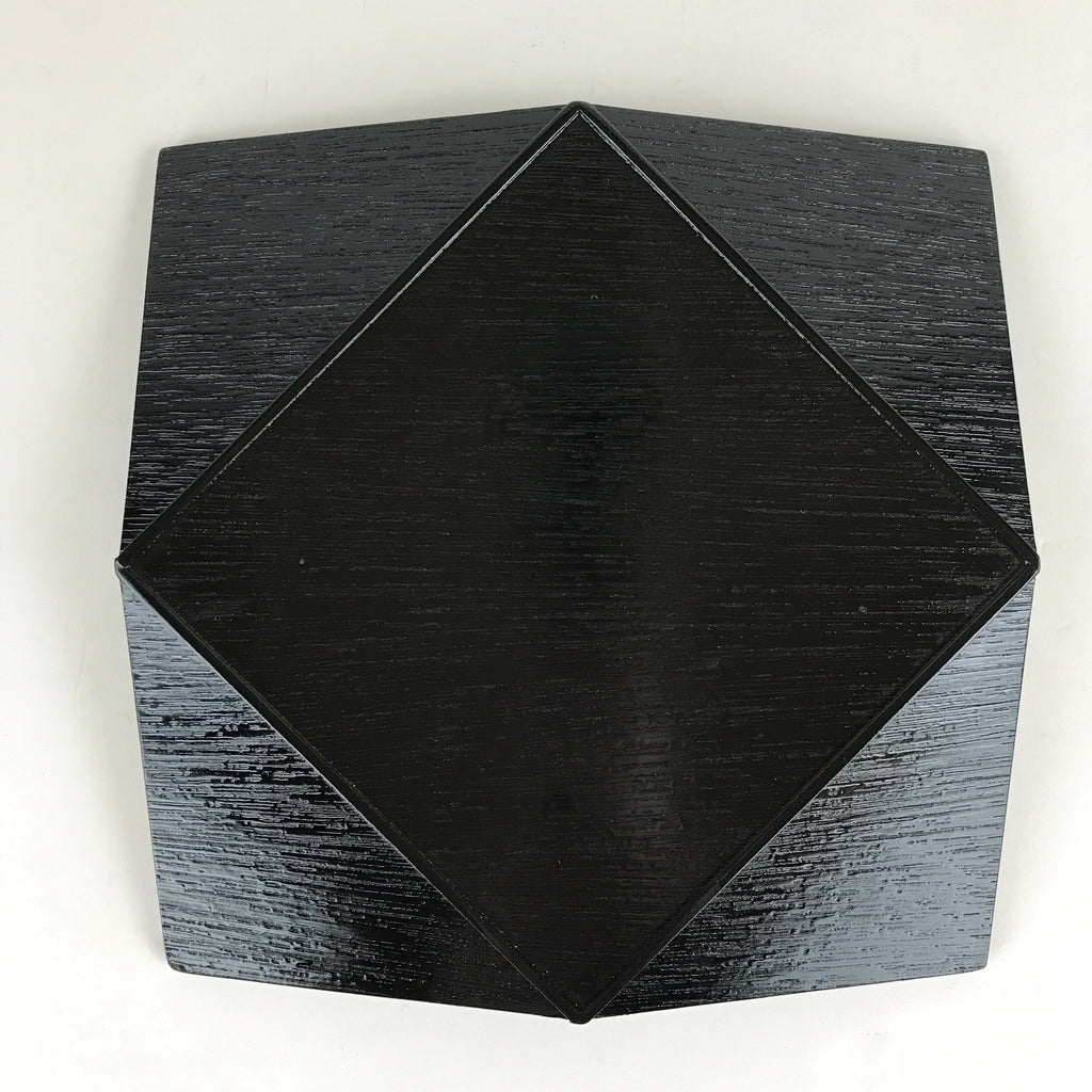 Japanese Wooden Lacquered Serving Tray Vtg Obon Fukiage Black Square UR866