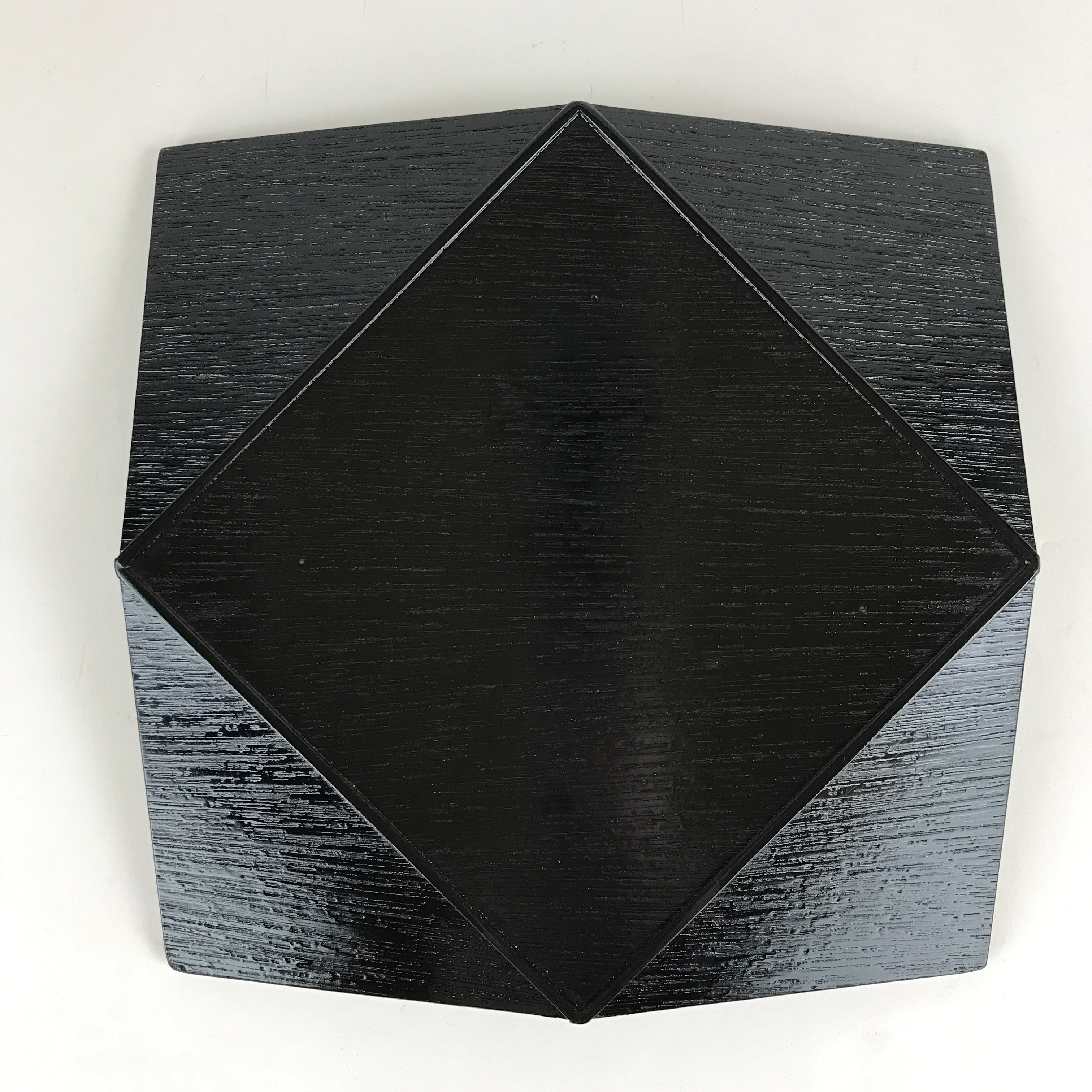 Japanese Wooden Lacquered Serving Tray Vtg Obon Fukiage Black Square UR866