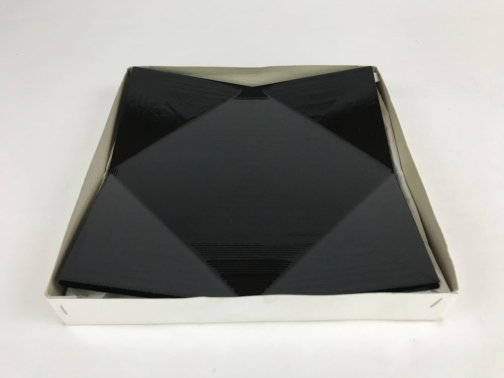 Japanese Wooden Lacquered Serving Tray Vtg Obon Fukiage Black Square UR866
