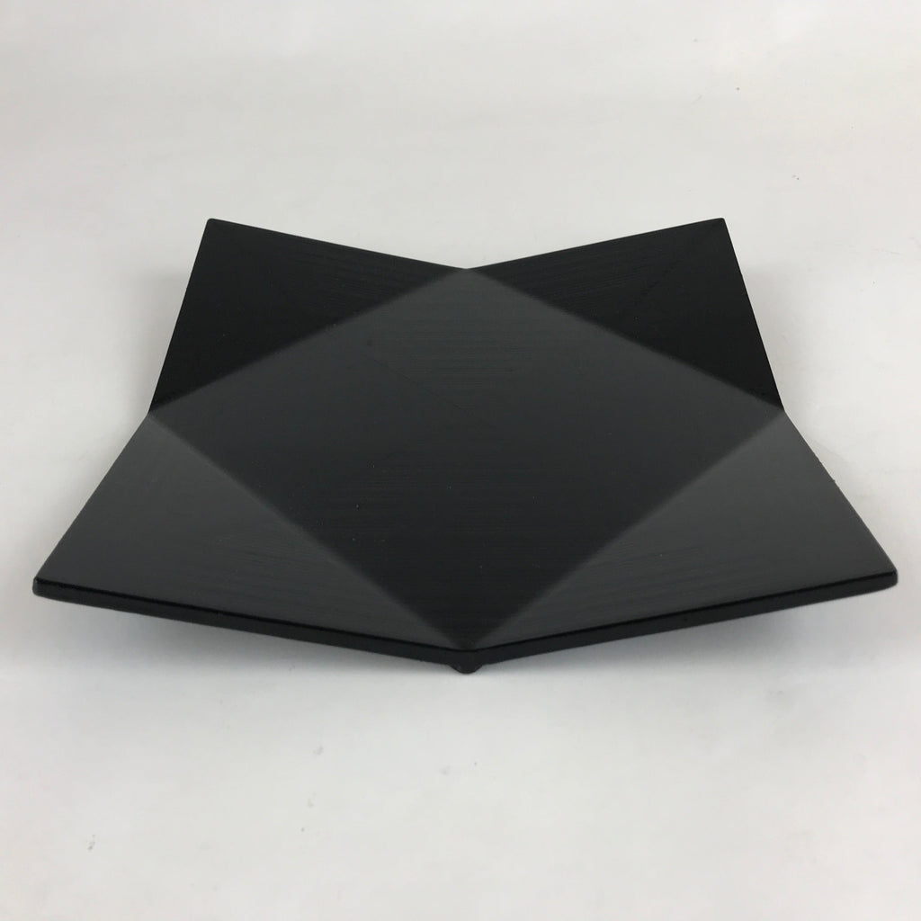 Japanese Wooden Lacquered Serving Tray Vtg Obon Fukiage Black Square UR866