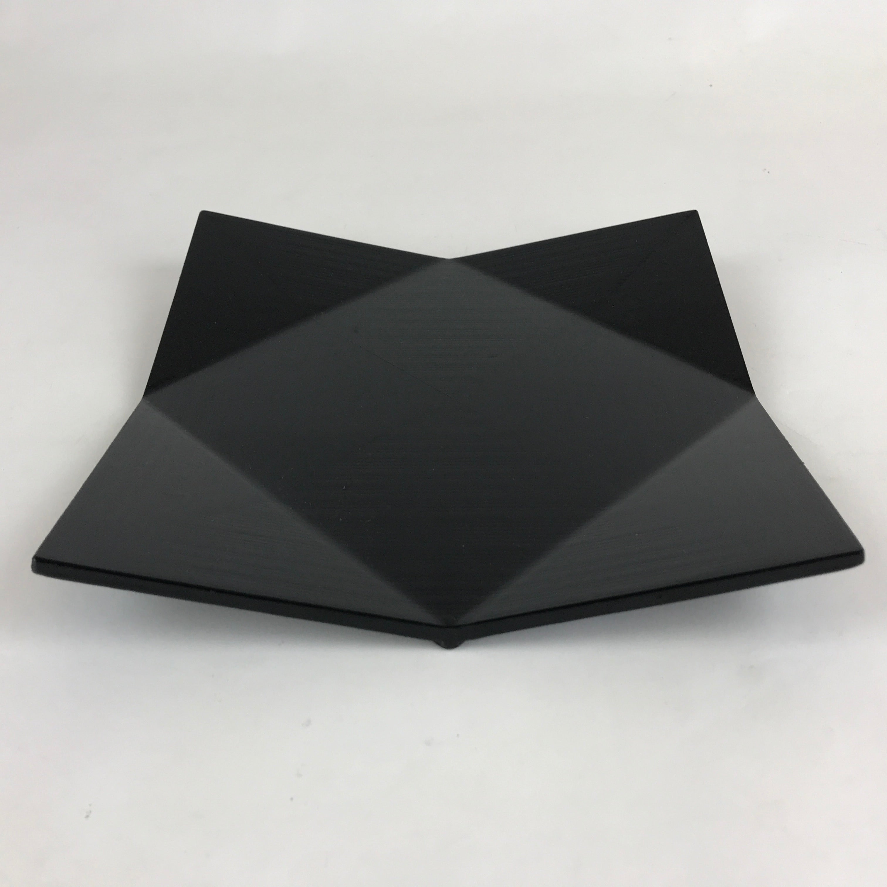 Japanese Wooden Lacquered Serving Tray Vtg Obon Fukiage Black Square UR866