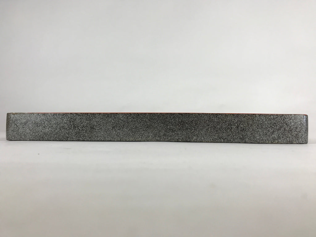 Japanese Wooden Lacquered Serving Tray Vtg Obon Grey Black Orchid UR863