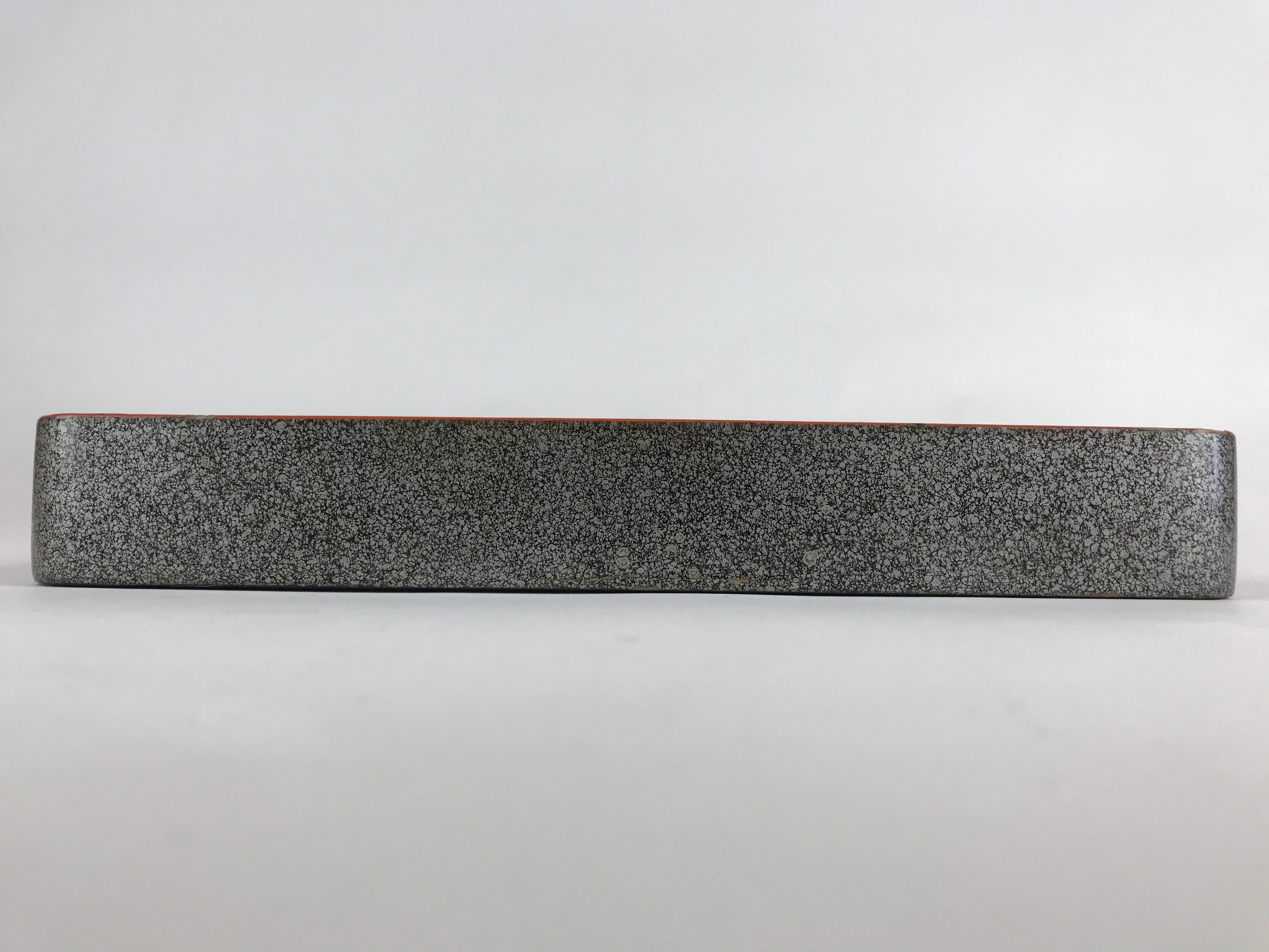 Japanese Wooden Lacquered Serving Tray Vtg Obon Grey Black Orchid UR863