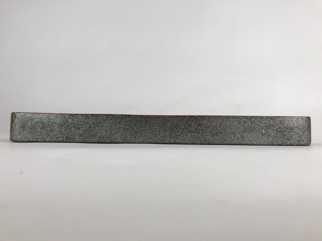 Japanese Wooden Lacquered Serving Tray Vtg Obon Grey Black Orchid UR863