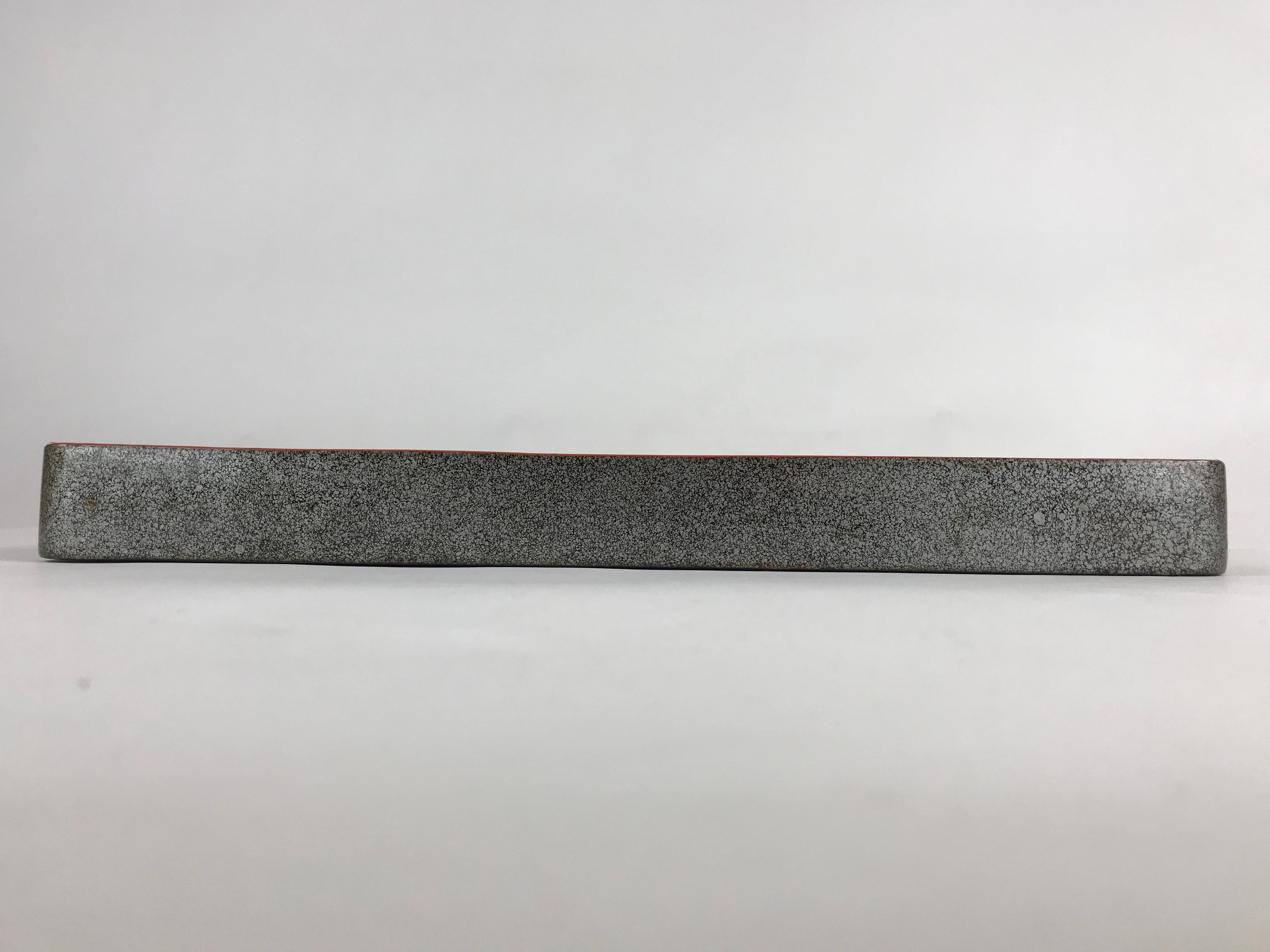 Japanese Wooden Lacquered Serving Tray Vtg Obon Grey Black Orchid UR863