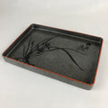 Japanese Wooden Lacquered Serving Tray Vtg Obon Grey Black Orchid UR863