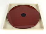 Japanese Wooden Lacquered Serving Tray Vtg Obon Unique Red Plum Flower UR865