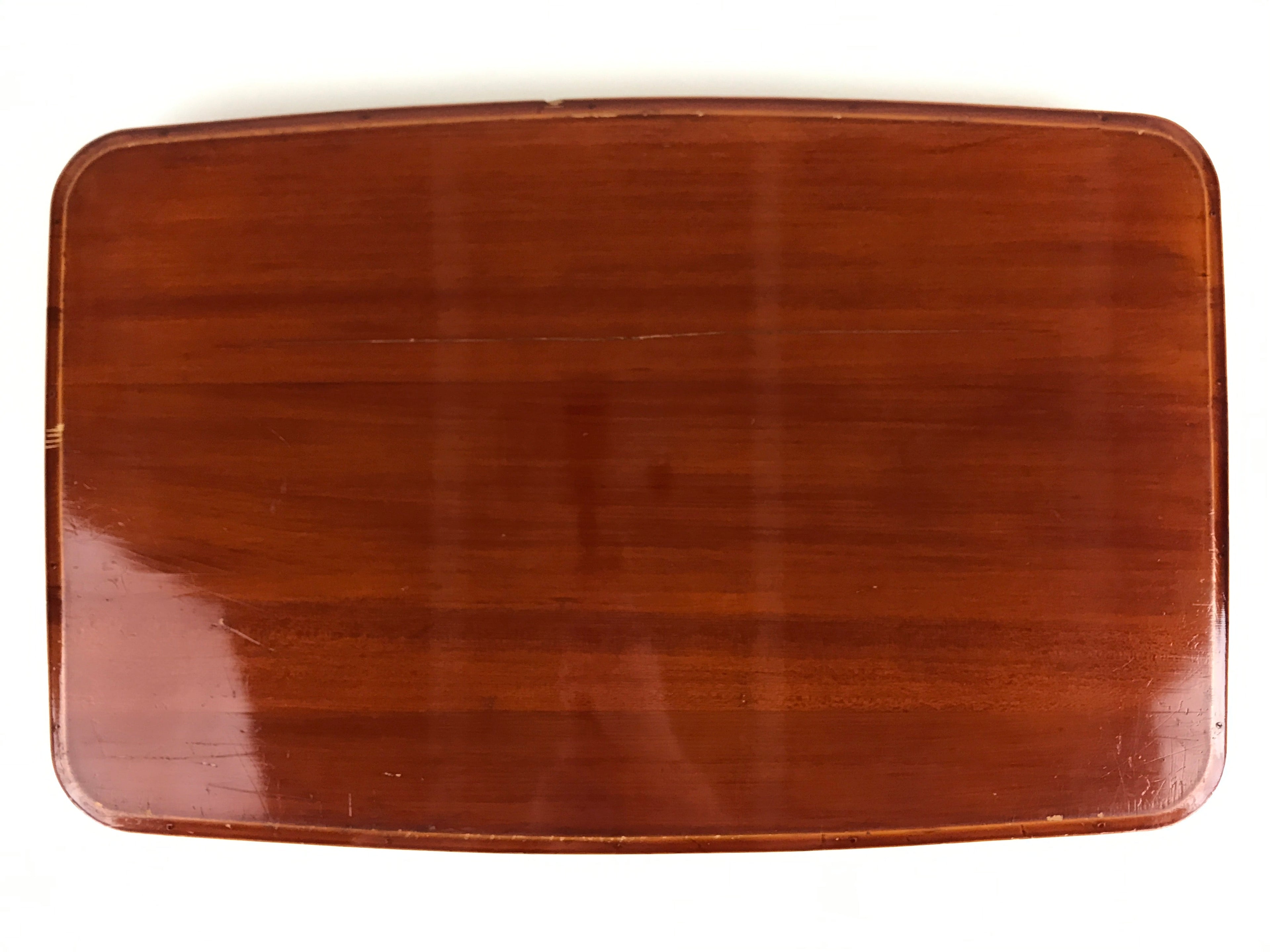 Japanese Wooden Lacquered Serving Tray Vtg Shunkei-nuri Obon Brown UR860