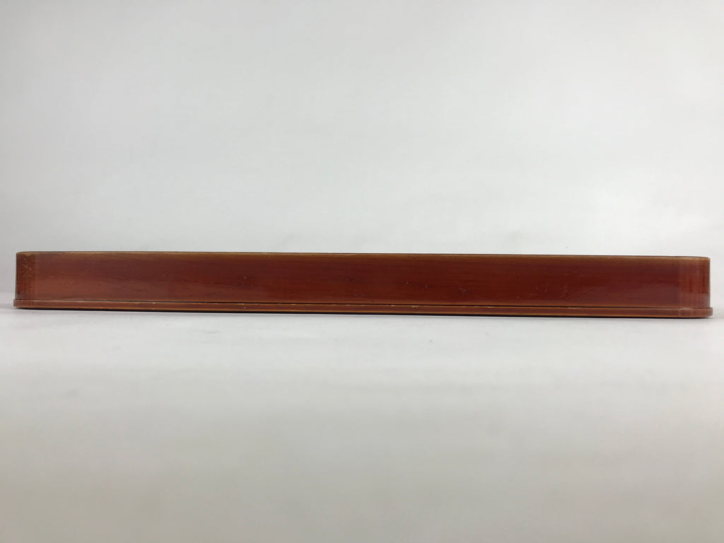 Japanese Wooden Lacquered Serving Tray Vtg Shunkei-nuri Obon Brown UR860