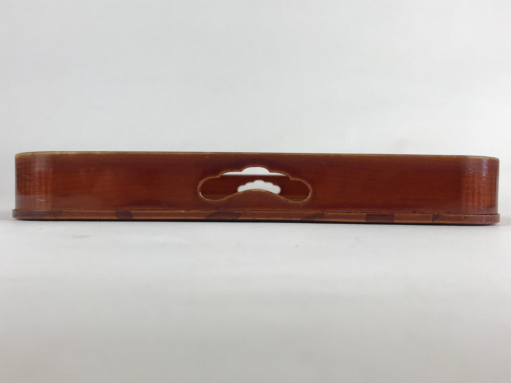 Japanese Wooden Lacquered Serving Tray Vtg Shunkei-nuri Obon Brown UR860