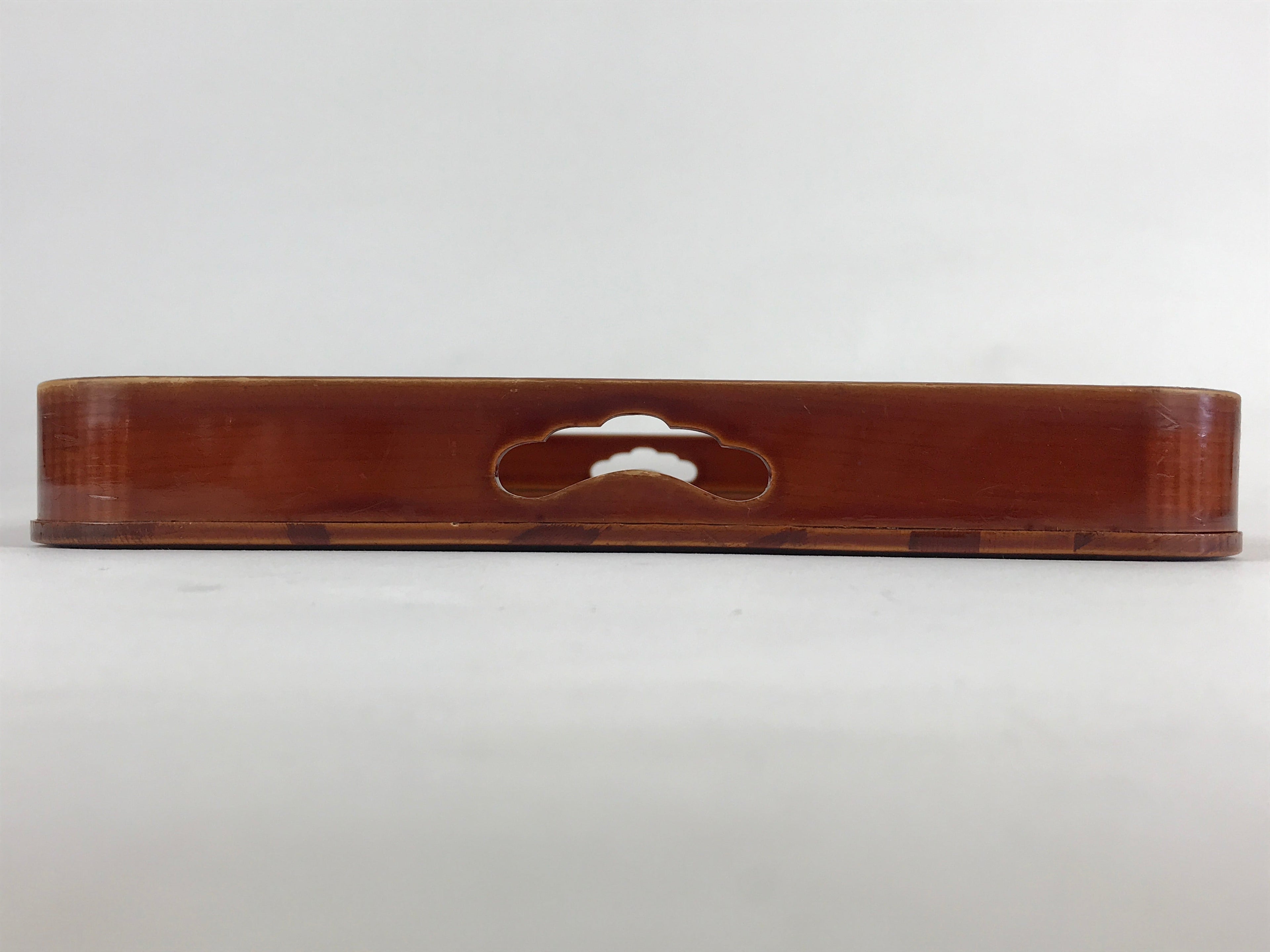 Japanese Wooden Lacquered Serving Tray Vtg Shunkei-nuri Obon Brown UR860