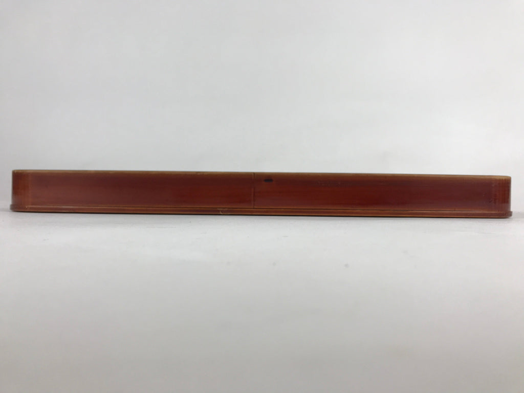 Japanese Wooden Lacquered Serving Tray Vtg Shunkei-nuri Obon Brown UR860