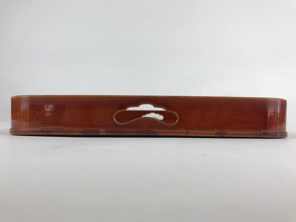 Japanese Wooden Lacquered Serving Tray Vtg Shunkei-nuri Obon Brown UR860
