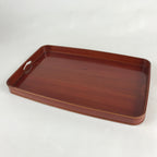 Japanese Wooden Lacquered Serving Tray Vtg Shunkei-nuri Obon Brown UR860