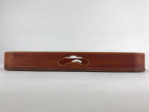 Japanese Wooden Lacquered Serving Tray Vtg Shunkei-nuri Obon Brown UR861