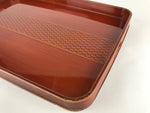 Japanese Wooden Lacquered Serving Tray Vtg Shunkei-nuri Obon Brown UR861