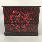 Japanese Wooden Lacquered Sewing Box Vtg Haribako Chest Tansu 3 Drawers T223