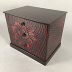 Japanese Wooden Lacquered Sewing Box Vtg Haribako Chest Tansu 3 Drawers T223