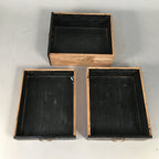 Japanese Wooden Lacquered Sewing Box Vtg Haribako Chest Tansu 3 Drawers T227