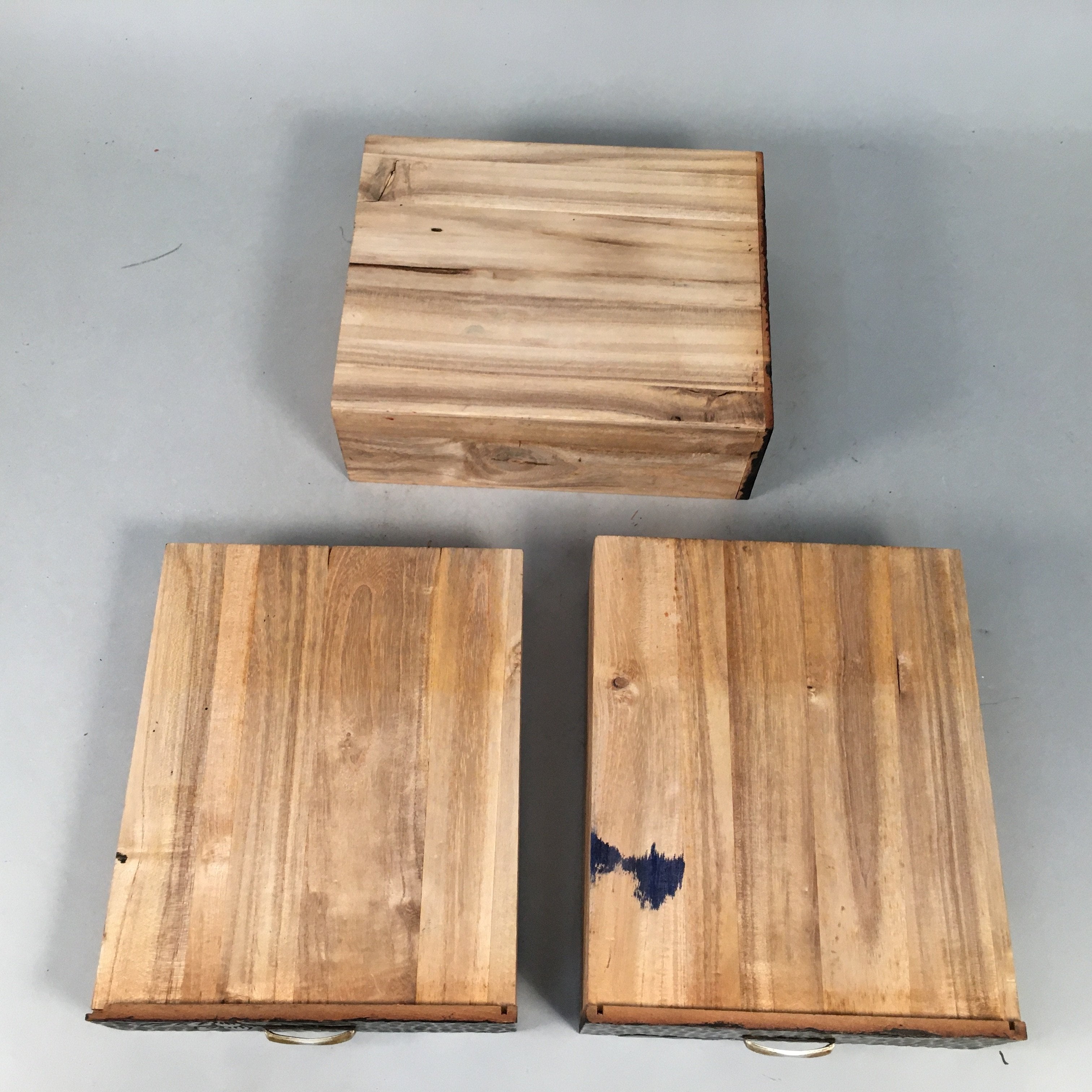 Japanese Wooden Lacquered Sewing Box Vtg Haribako Chest Tansu 3 Drawers T227