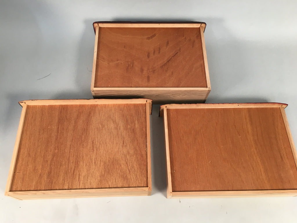 Japanese Wooden Lacquered Sewing Box Vtg Haribako Chest Tansu 3 Drawers T230