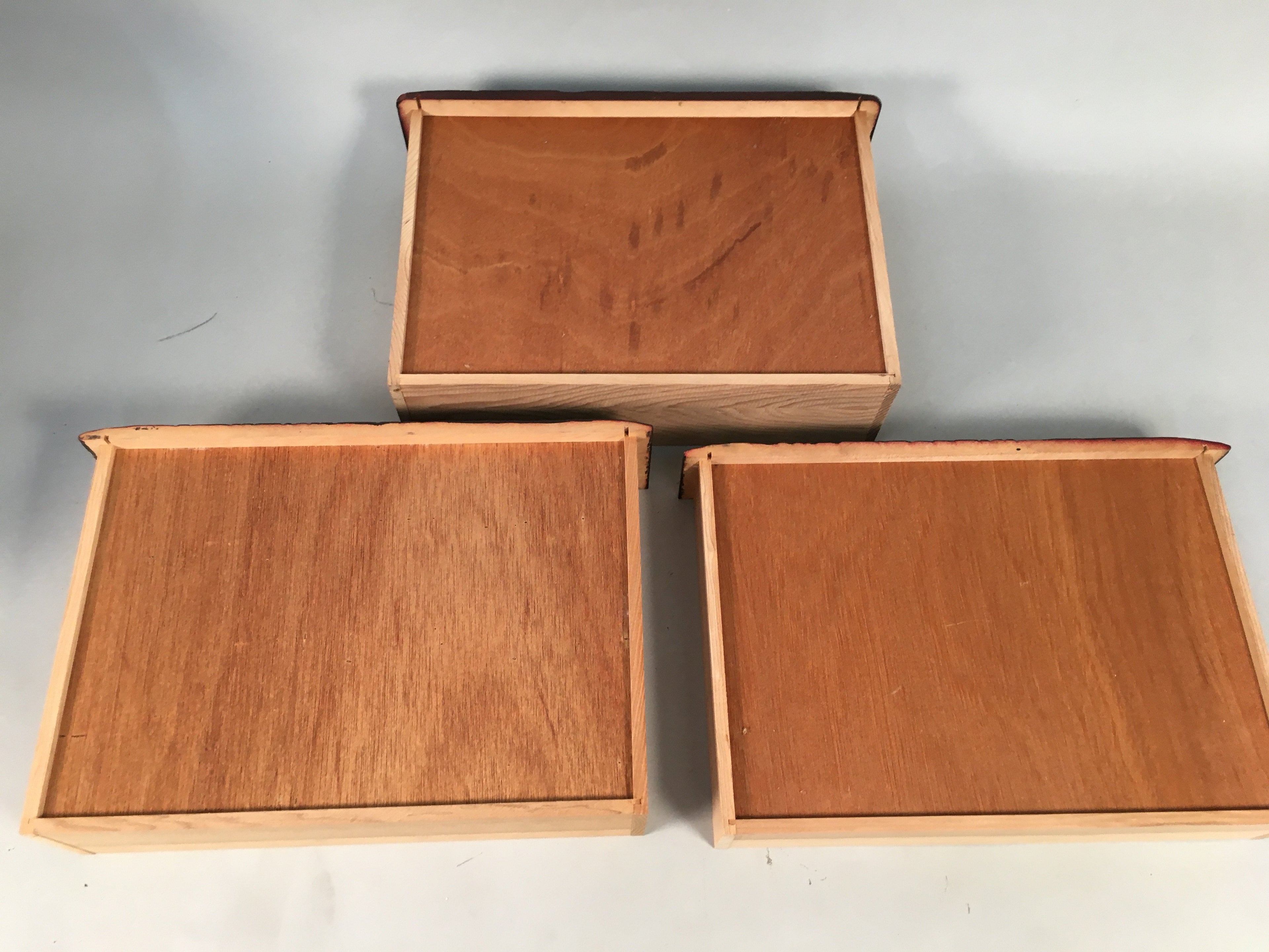 Japanese Wooden Lacquered Sewing Box Vtg Haribako Chest Tansu 3 Drawers T230