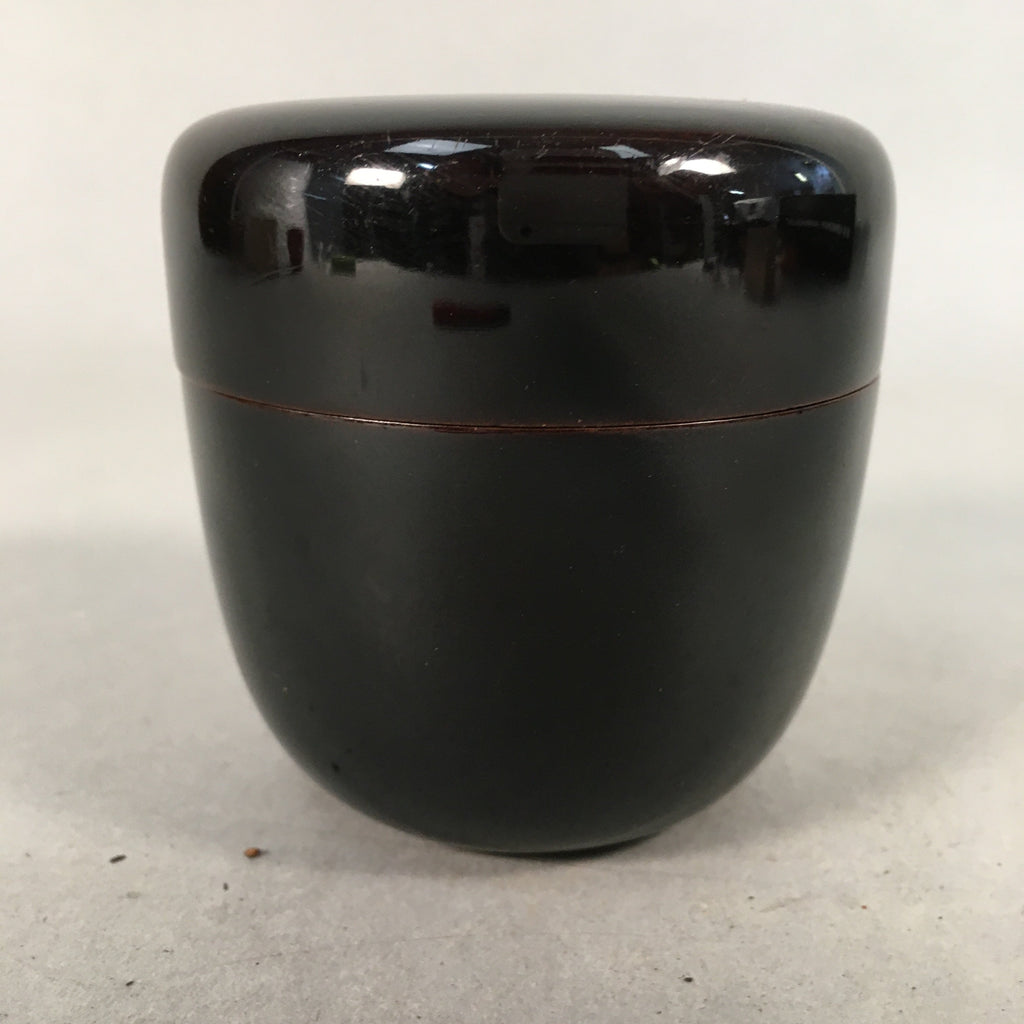 Japanese Wooden Lacquered Tea Caddy Vtg Black Natsume Sado Ceremony NM76